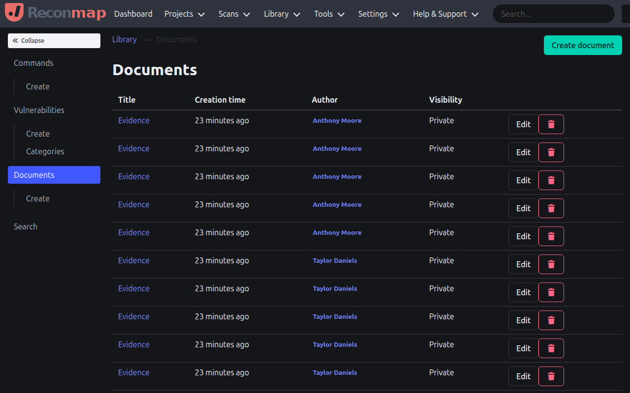 Documents view