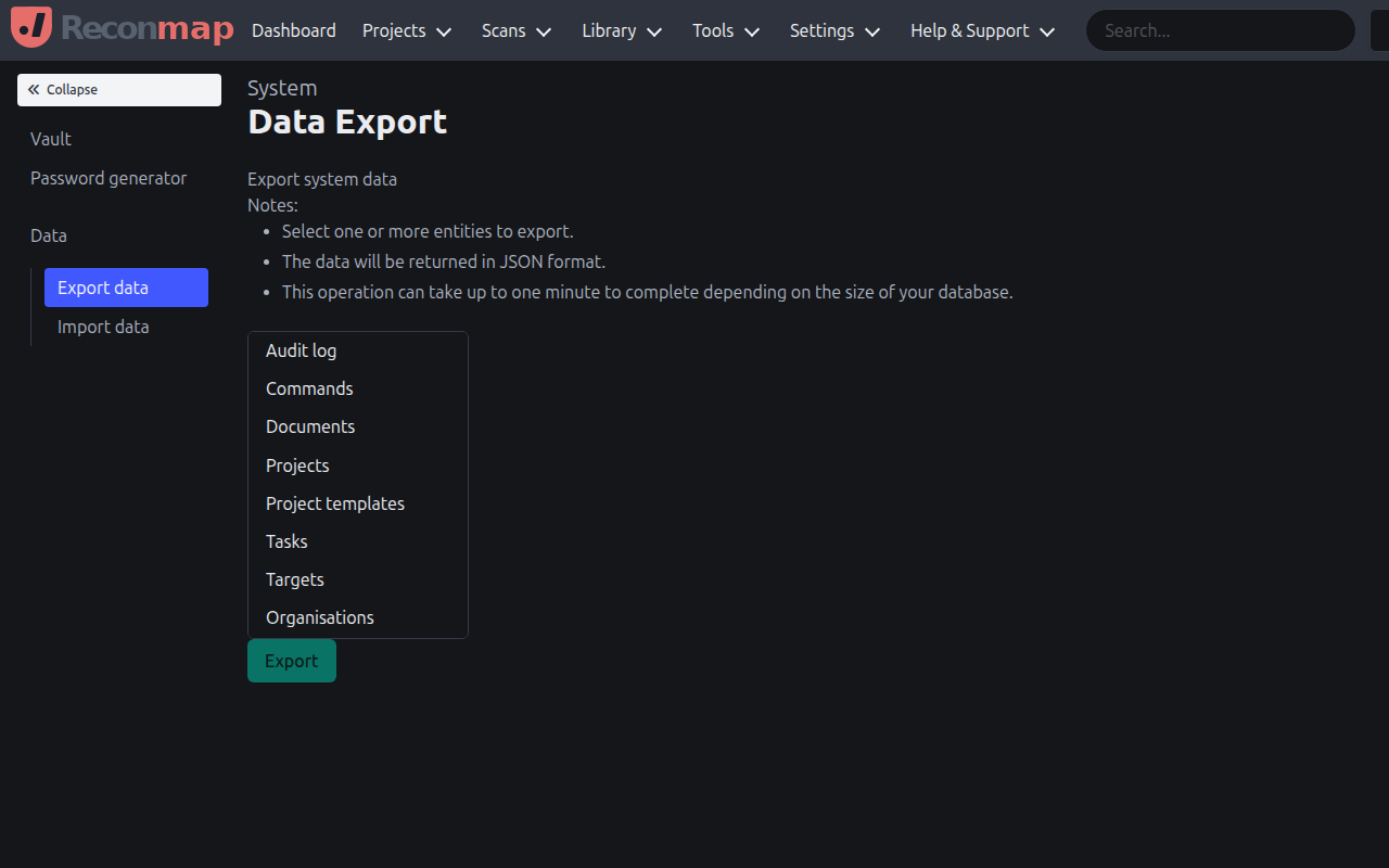 Data export