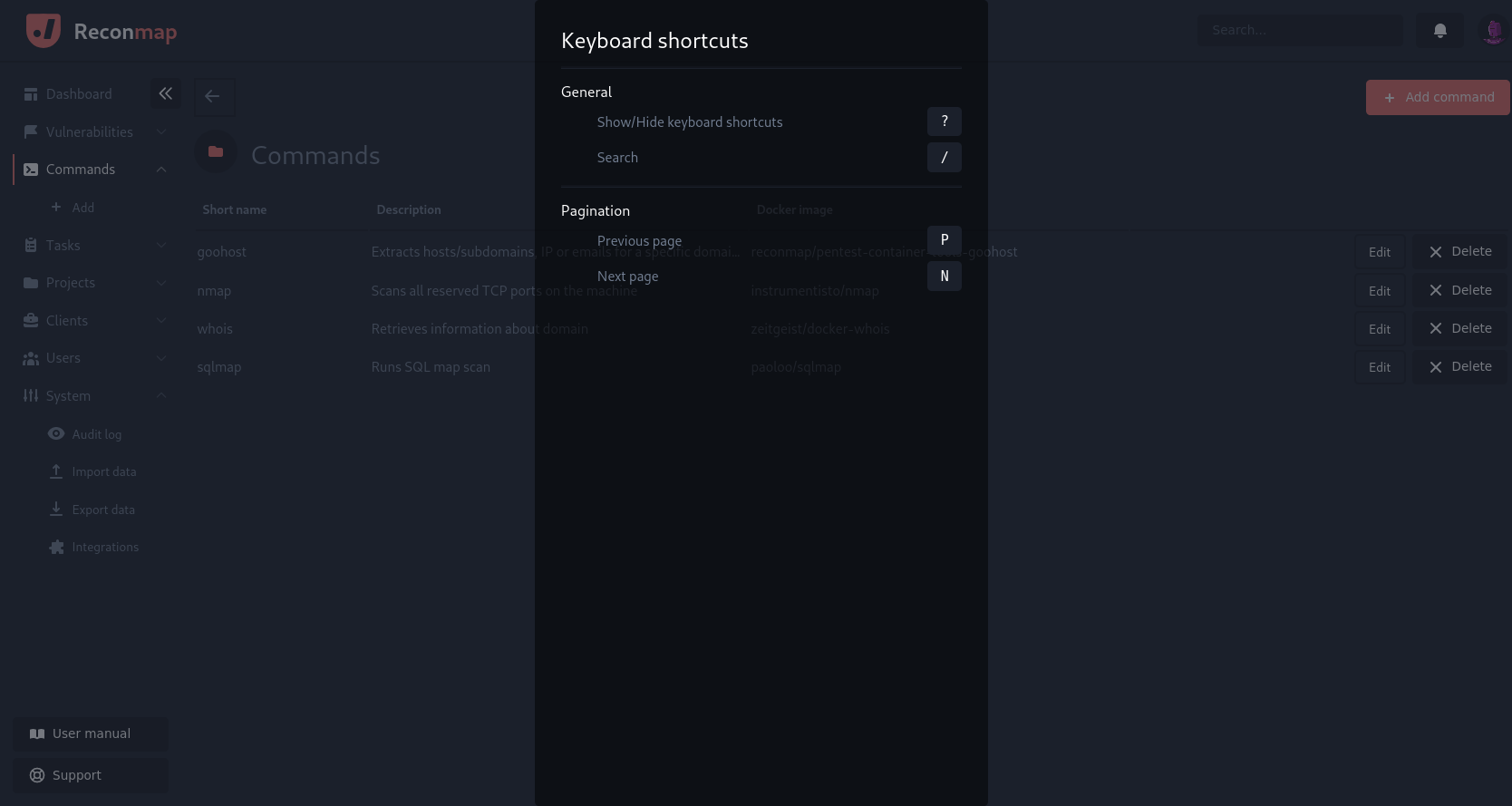 Keyboard shortcuts