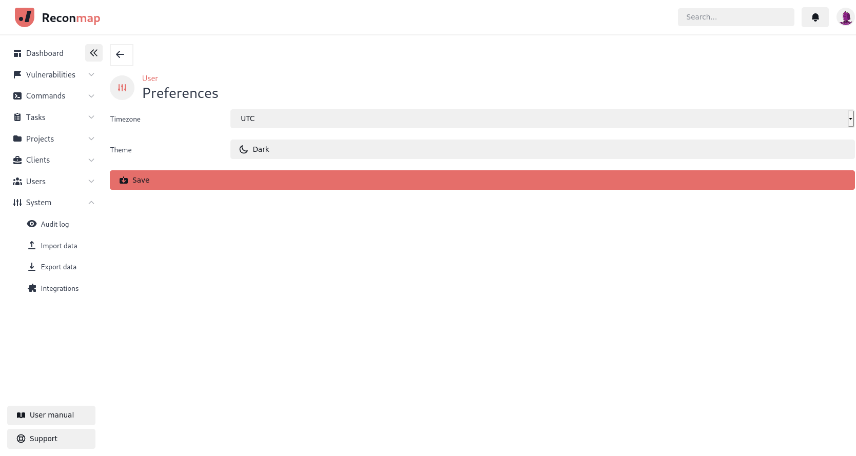 User preferences with light theme
